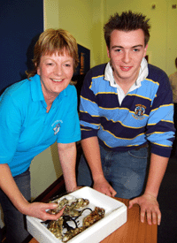 Fiona Asson, Co-Owner of Fish in a Box and Peter Sharpley, Final Year BSc (Hons) Agriculture with Land and Farm Management. Fiona Asson, Co-Owner of Fish in a Box and Peter Sharpley, Final Year BSc (Hons) Agriculture with Land and Farm Management.